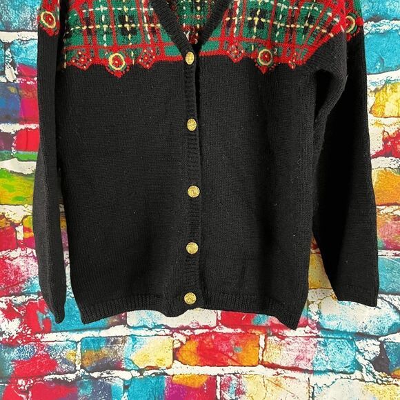 Vintage Pendleton 100% Virgin Wool Cardigan Sweater MP Medium Petite Gold Tone B - Picture 3 of 5